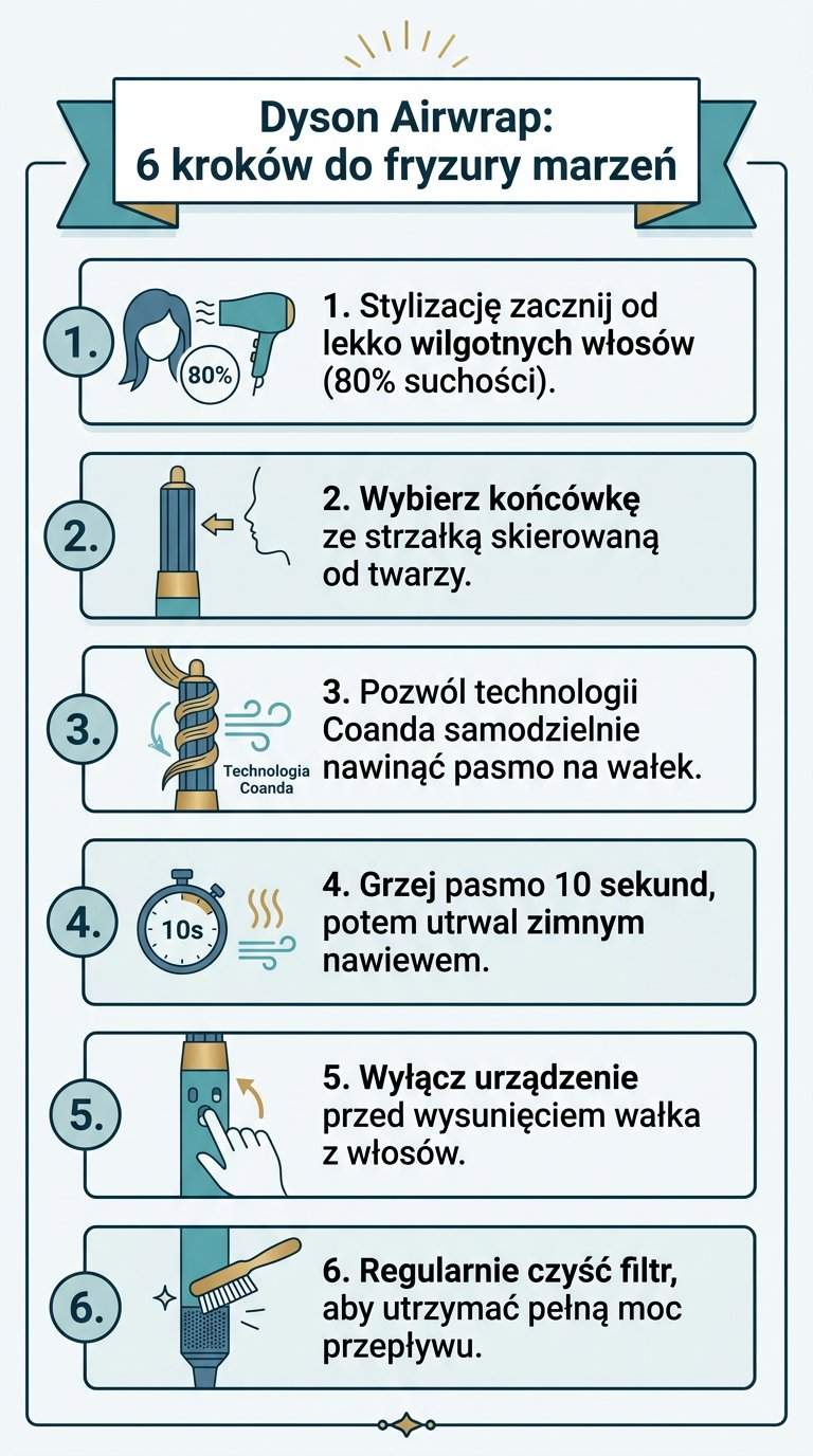 Infografika: Dyson Airwrap - jak używać?