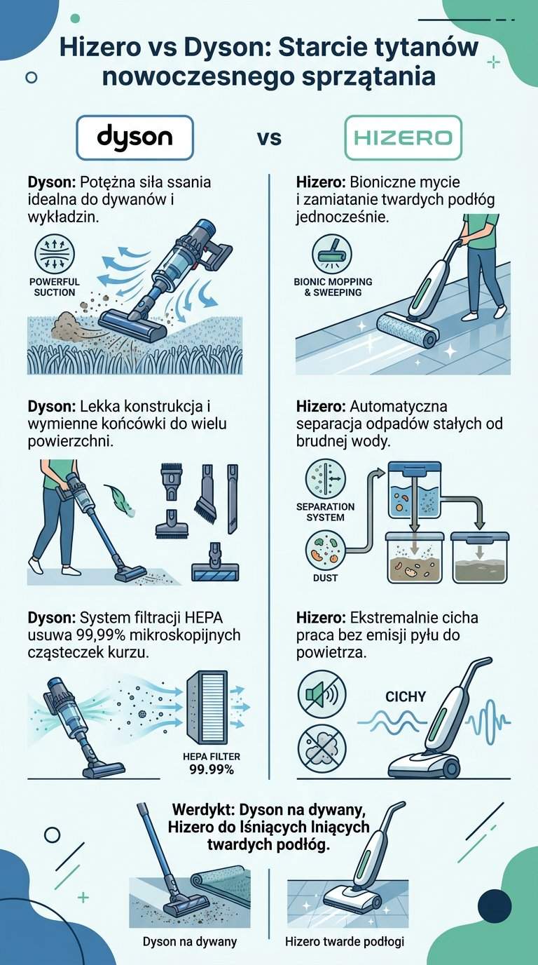 Infografika: Hizero czy dyson - na jaką markę postawić? Kompleksowy przewodnik po nowoczesnym sprzątaniu