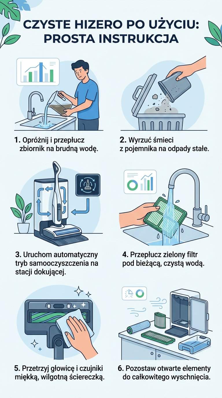 Infografika: Jak krok po kroku wyczyścić urządzenie Hizero po każdym użyciu?