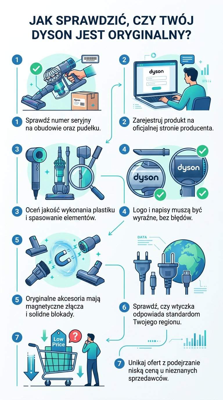 Infografika: Jak sprawdzić czy Dyson jest oryginalny?