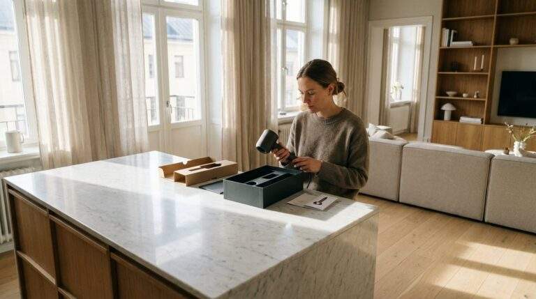 Wide lifestyle shot in a high-end