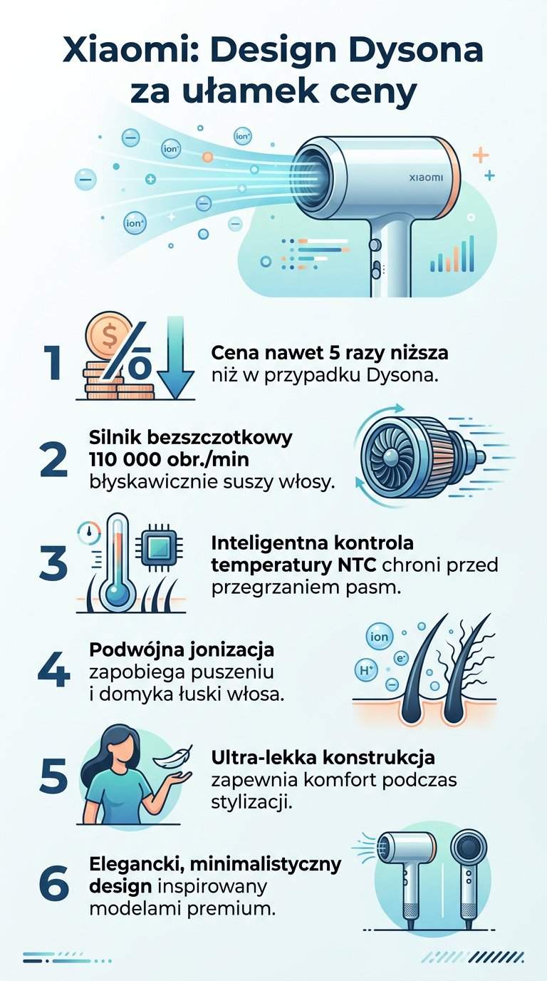 Infografika: Suszarka Xiaomi jak Dyson - polecany i tani model