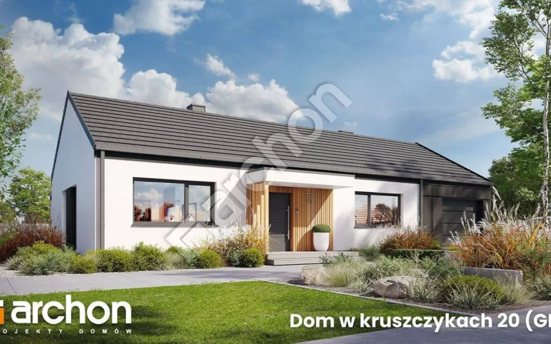 Dom w kruszczykach 20 (GE) – parterowy projekt z garażem jednostanowiskowy i czterema pokojami